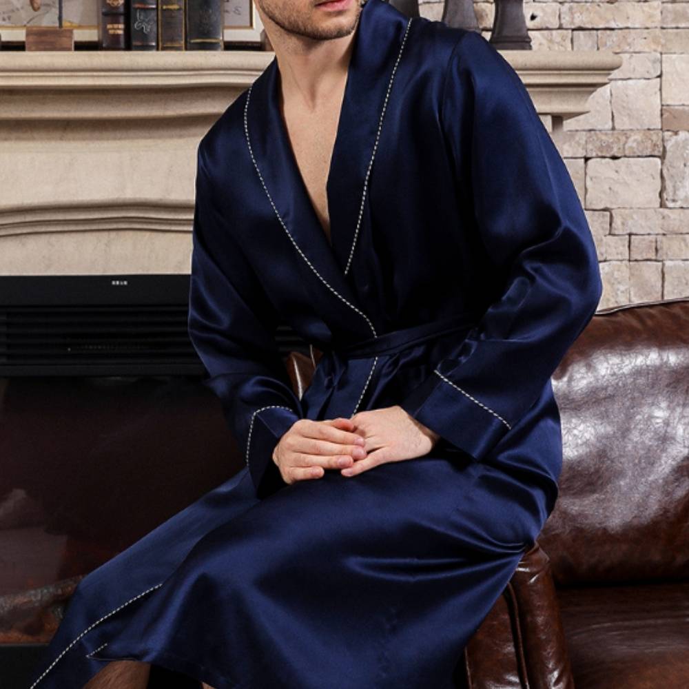 Mens Mulberry Silk Lounge Robe: image 3