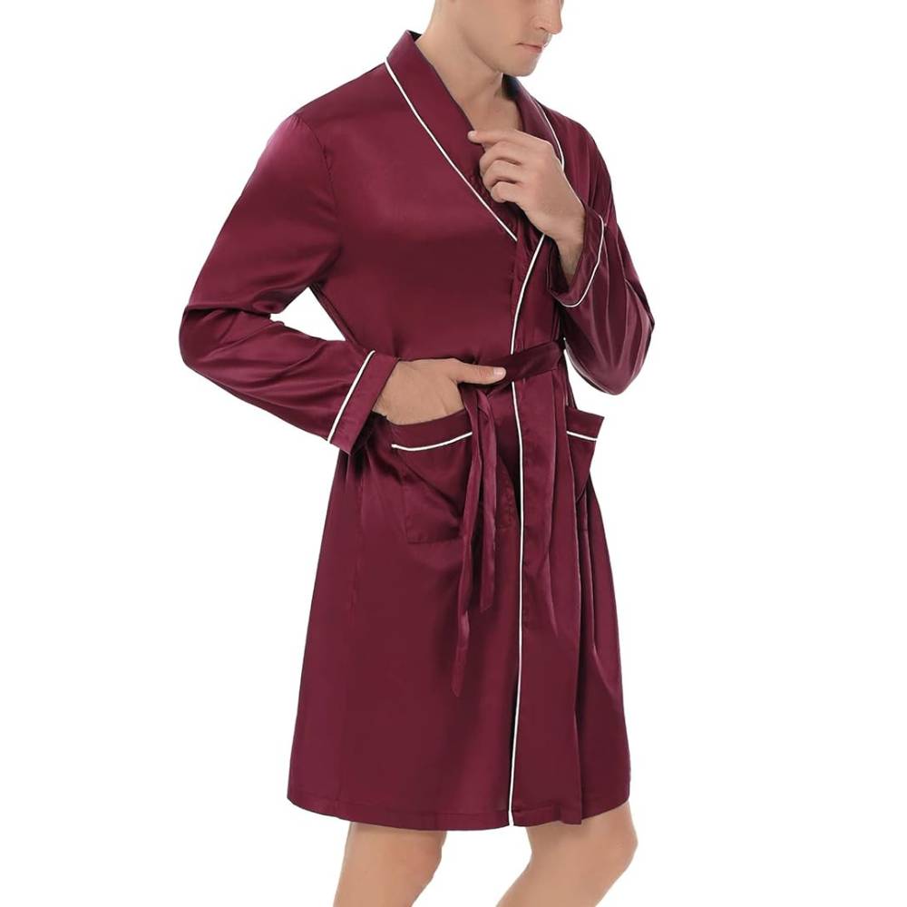 Mens Silky Satin Lounge Robe: image 3