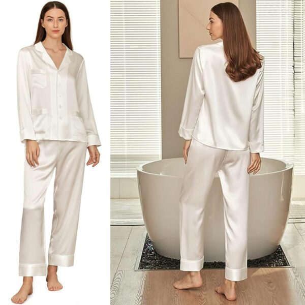 buy white pure silk sleepwear 1
